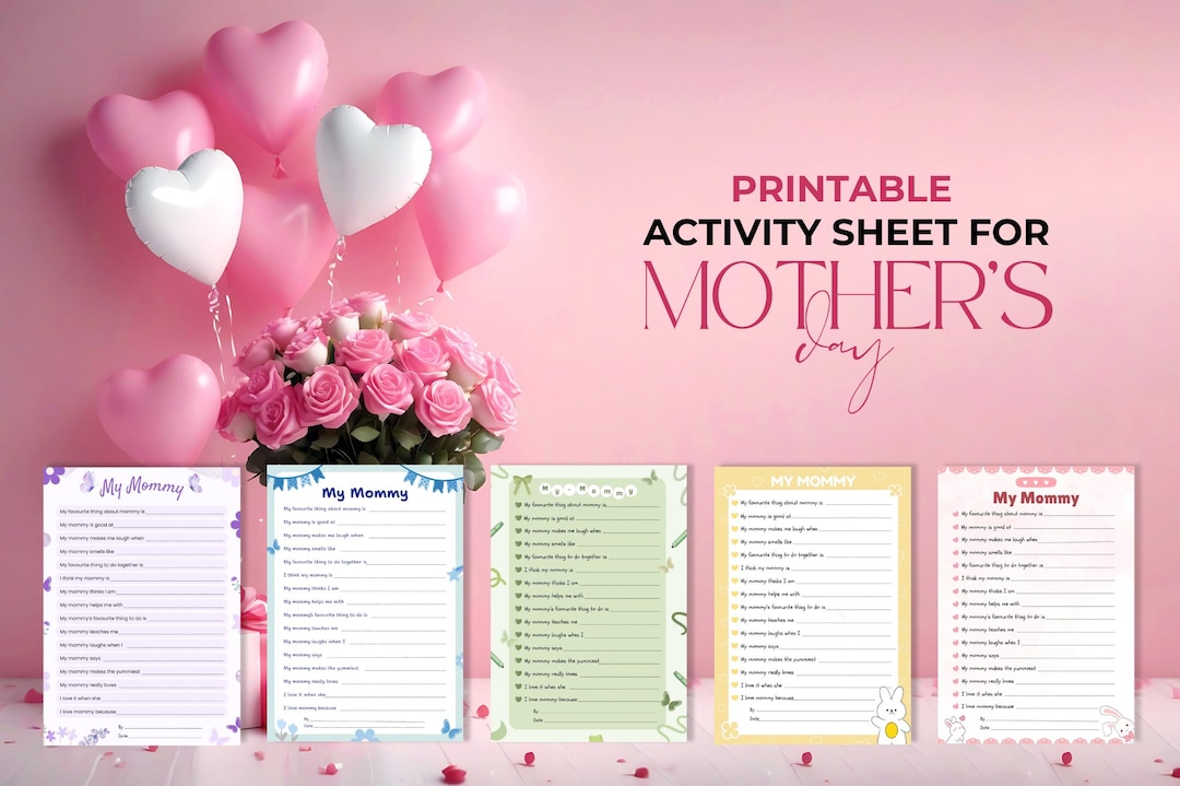 Printable Mothers Day Activity Sheet: Reasons I Love Mom (digital ...