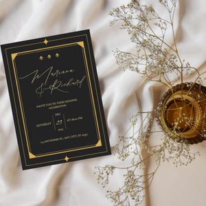 Art Deco Wedding Invitation, Editable Vintage Wedding Invitation Template, Art Deco Theme invite, Great Gatsby Wedding Invitation