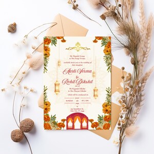 Indische Hochzeitseinladung, Elegante Indische Hochzeitseinladung, Indische Hochzeit einladen, Hochzeit Einladung Karte, Hindu Hochzeit, Digitale Einladungen