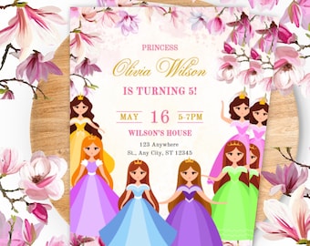 Princess birthday invitation, Princess Party Invitation, Girl Princess Invitations, Magical Birthday Party Invite, Girl's Birthday Party
