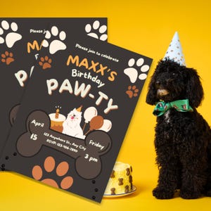 Dog birthday invitation, Puppy Birthday Invitation, Dog Invitation, Puppy Invitation, Dog Theme Party, Editable, Instant Download