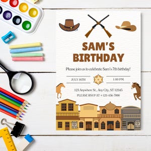 Editable Cowboy Birthday Invitation Template, Cowboy Birthday Invitation, Cowboy Party Invite, Cowboy Invitation, Western Birthday Invite