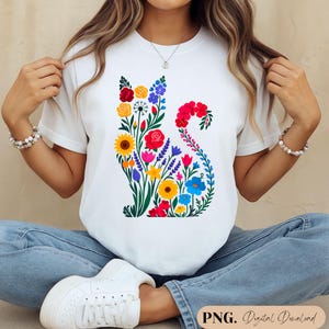Wildflower Cat Png, Flower Cat Sublimation Design, Cat Shirt Png, Cat Lover, Kitten Spring Png Summer, Spring Flowers Kitten Png