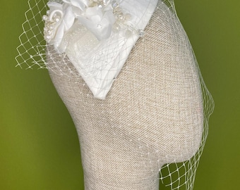 Bridal Birdcage Veil Headband, Wedding Birdcage Veil, Minimal Bridal Hair Accessory, Short Wedding Veil