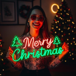 Custom LED Merry Christmas Neon Sign – Holiday Wall Decor, Christmas Gifts & Neon Decor Sign for Festive Home!