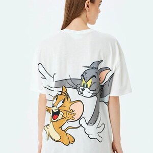 Tom and Jerry Funny Shirt, Cartoon Graphic Tee, Retro Animation T-Shirt, Unisex Casual Gift for Kids and Friends, Birthday Gift