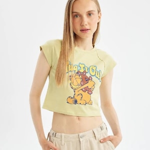 Garfield Katzen-Grafik-T-Shirt, lustiges Katzen-Liebhaber-T-Shirt, faules Katzen-Design. Frauen Sweatshirt, Geschenk für Katzen Mutter, Liebhaber Geschenk
