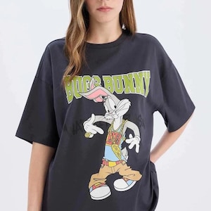 T-shirt oversize dei Looney Tunes, maglietta unisex con grafica, maglietta vintage con cartoni animati, girocollo vestibilità comoda, regalo fantastico per i fan, maglietta Disneyland