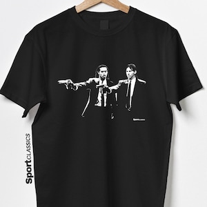 Ronaldinho & Lionel Messi Pulp Fiction Style T Shirt | Barcelona T Shirt | Barcelona Shirt | Christmas Gift For Barcelona Fan Football Gift image 1