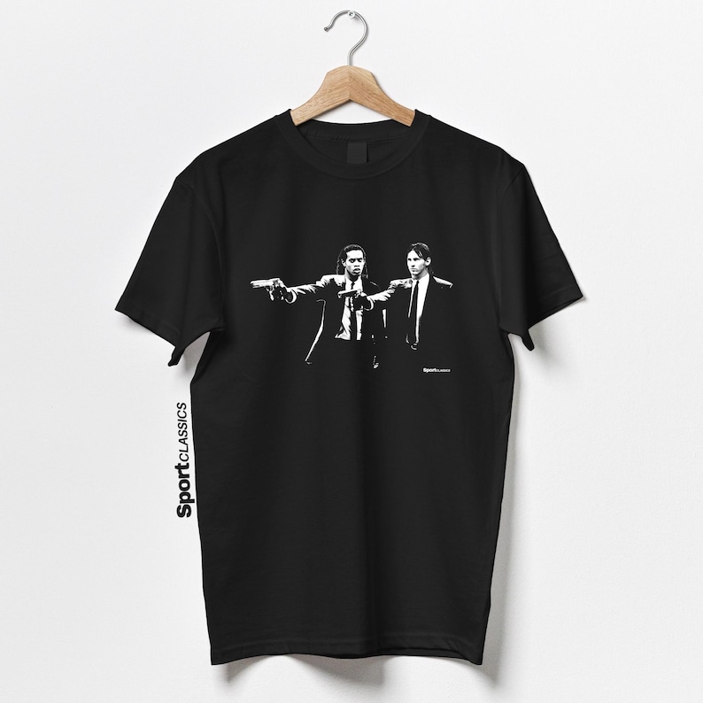 Ronaldinho & Lionel Messi Pulp Fiction Style T Shirt | Barcelona T Shirt | Barcelona Shirt | Christmas Gift For Barcelona Fan Football Gift image 1