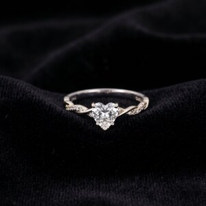 Heart Moissanite Ring Gold Plated 925 Sterling Silver, Infinity Twist Heart Engagement Ring, Dainty Promise Ring, Romantic Gift For Her