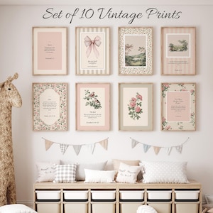 Pink Christian Nursery Decor Cute Girls Room Posters Vintage Floral Bible Print Set of 10 Christian Prints Girls Room Girly Scripure Collage
