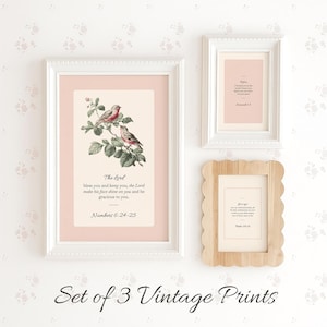Jeremiah 1:5, Psalm 139, Numbers 6 24, Set of 3 Christian Nursery Wall Art, Bible Verse Prints, Scripture Farmhouse Decor, Vintage Scripture