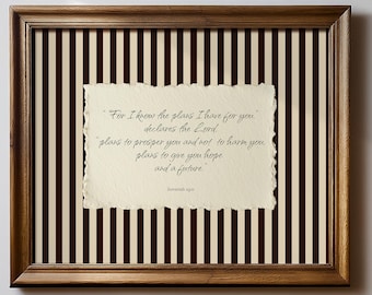 PHYSICAL PRINT Striped Bible Verse Wall Art, Jeremiah 29:11 Scripture Print, Farmhouse Nursery Decor, Vintage Scripture Kid's Room Art