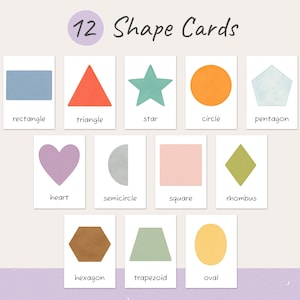 12 Rainbow Shapes Flash Cards, Homeschool Printables, Preschool Materials, Montessori Materials, Geometric Flash Cards, Digital Download