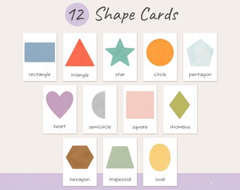 Schede didattiche sulle 12 forme, materiale stampabile per la scuola materna, materiale Montessori, schede didattiche geometriche, download digitale