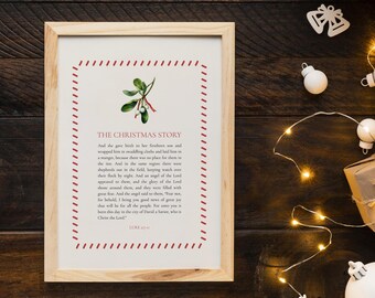 The Christmas Story Nativity Bible Verse Luke 2 Jesus Art Christian Christmas Print Christian Vintage Scripture Artwork Holiday Wall Art