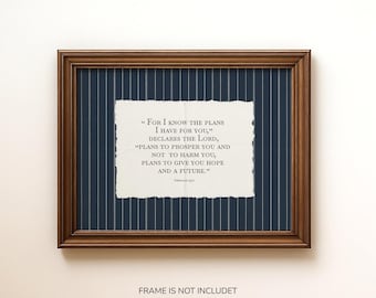 PHYSICAL PRINT Striped Bible Verse Wall Art, Jeremiah 29:11 Scripture Print, Farmhouse Nursery Decor, Vintage Scripture Kid's Room Art