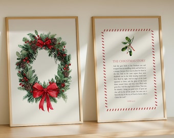 The Christmas Story Nativity Bible Verse Luke 2 Jesus Art Christian Christmas Print Christian Vintage Scripture Artwork Holiday Wall Art