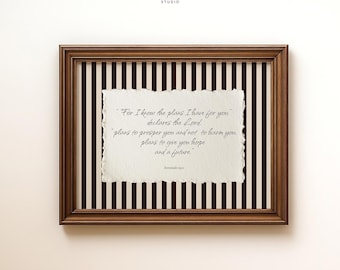 Striped Bible Verse Wall Art, Jeremiah 29:11 Scripture Print, Farmhouse Nursery Decor, Vintage Scripture Kid's Room Art, Christian nursery
