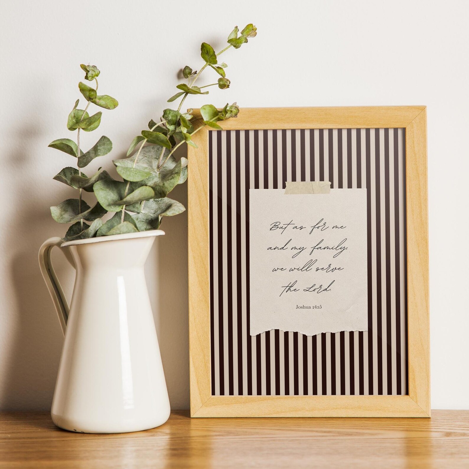 PHYSICAL PRINT as for Me and My Family We Will Serve the Lord, Striped ...