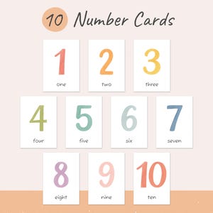 Numbers Flash Cards, Printable Numbers Flashcards 1-10, Montessori Flash Cards, Toddler Math Activity, Preschool Learning, Instant Download