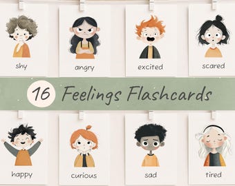 Tarjetas de sentimientos, Tarjetas didácticas sobre sentimientos, Tarjetas de emociones, Materiales Montessori, Rincón de la calma, Imprimibles para la educación en casa