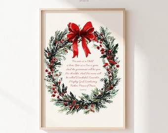PHYSICAL PRINT Isaiah 9:6 Christmas Bible Verse Print Modern Christian Wall Art Holiday Posters Christmas Scripture Wall Art Nativity Print