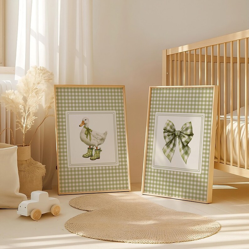 Sage Green Nursery Wall Art Set Farmhouse Nursery Decor Vintage Goose ...