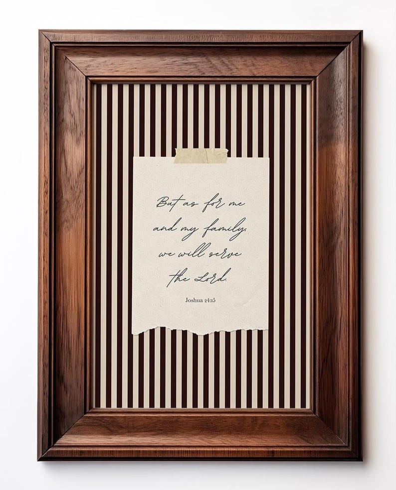 PHYSICAL PRINT as for Me and My Family We Will Serve the Lord, Striped ...