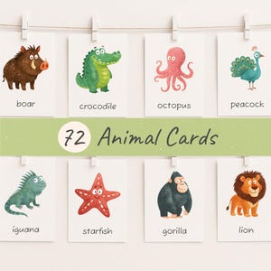 Animal Flashcards, Printable Flashcards, Montessori flash cards, Preschool Flashcards, Educational Printable, Toddler Flashcards, Download