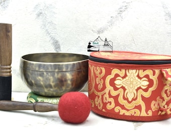 16cm Antique Tiger Jambati Tibetan Singing Bowl 7 Metal , Yoga Chakra Bowl Set