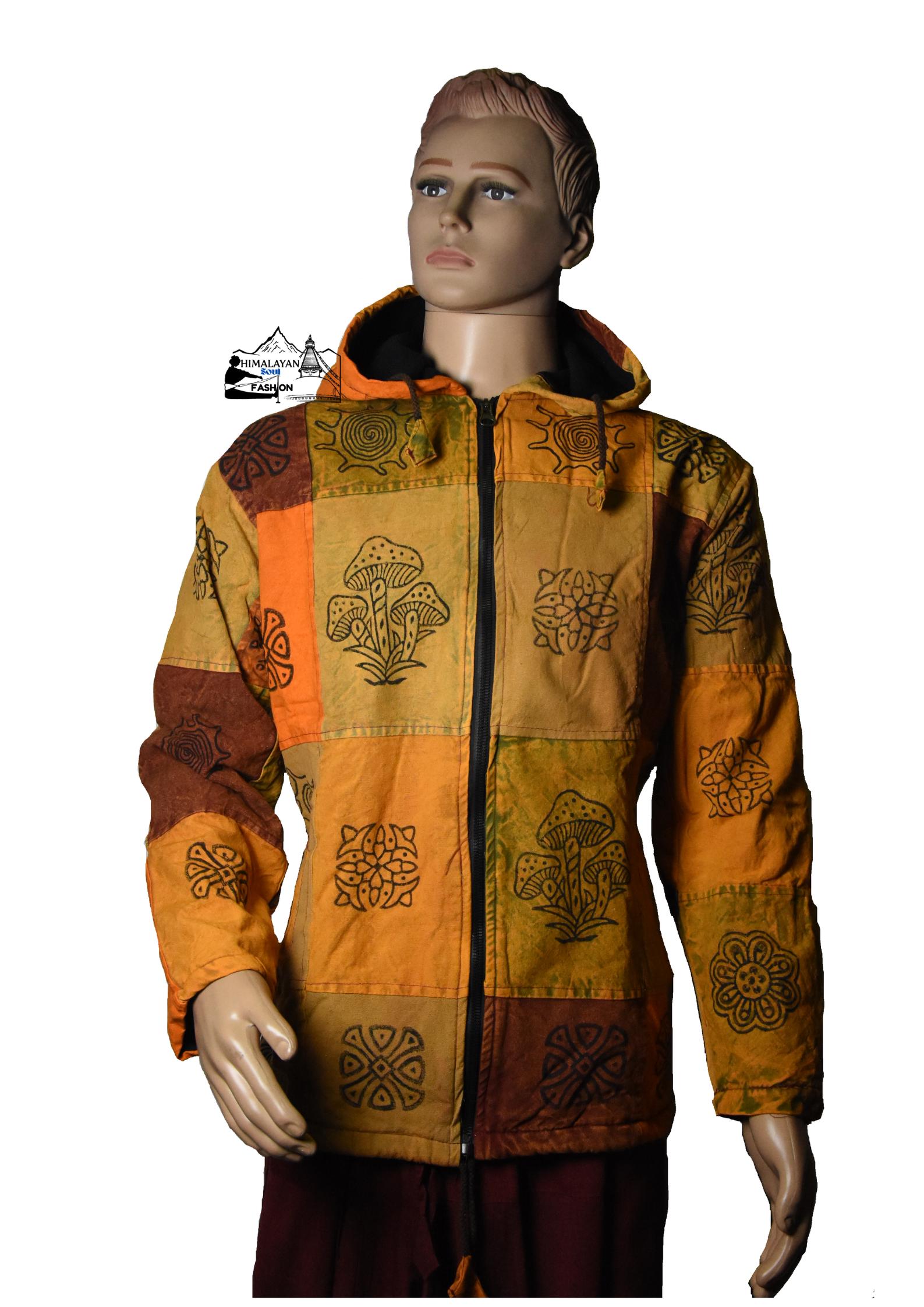Boho Mushroom Patchwork Hoodie - Handmade Cotton Jacket - Etsy