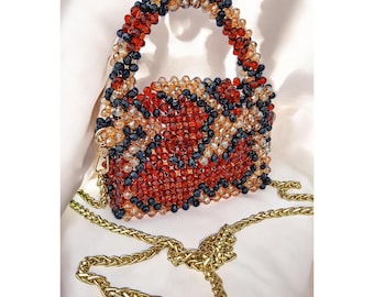 Crystal Beaded Bag Pattern – Video Tutorial, DIY Bead Handbag, Step-by-Step Beading Guide.