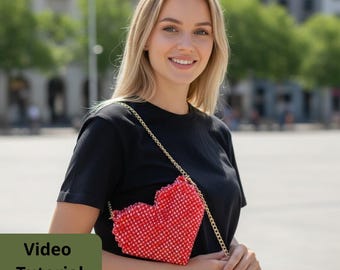 Heart Beaded Bag Video Tutorial | Crystal Bead Purse DIY .