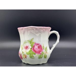 Antique Floral Shaving Mug Mustache Cup with Soap Shelf No Chips or Cracks