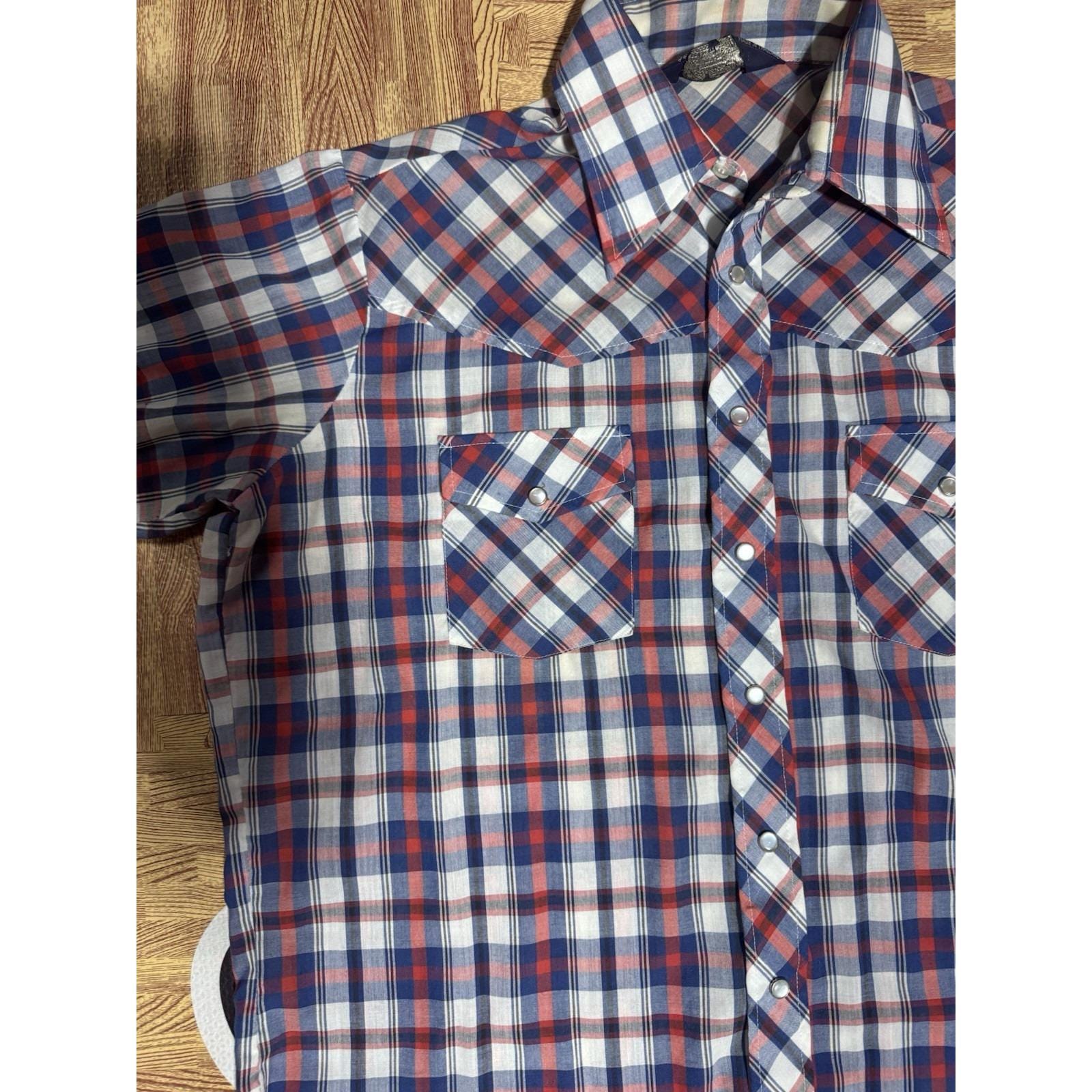 Chemise Vintage Homme BKE 2XL Rouge à Carreaux, Snap Western, Flanelle Rockabilly
