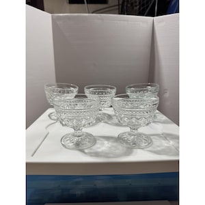 Set Of 4 Vintage Anchor Hocking Wexford Pattern Glass CHAMPAGNE/TALL SHERBET