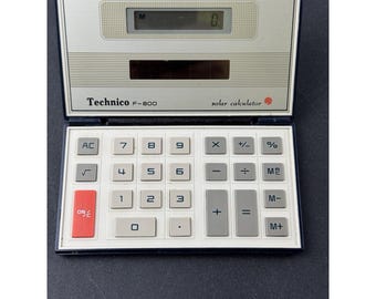 Technico F-800 Solar Calculator Vtg pocket sized solar powered tested working