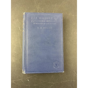 May include: A blue hardcover book titled The History of Political Science: From Plato to the Present by R. H. Murray. The front cover features embossed text and a small circular emblem in the bottom right corner, with a matching blue spine.