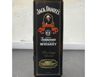 Lata coleccionable de whisky Jack Daniels Heritage Series 1857, color oro negro, fabricada en EE. UU.