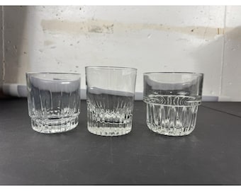 Lote mixto de vasos de whisky vintage, juego de 3 vasos pesados