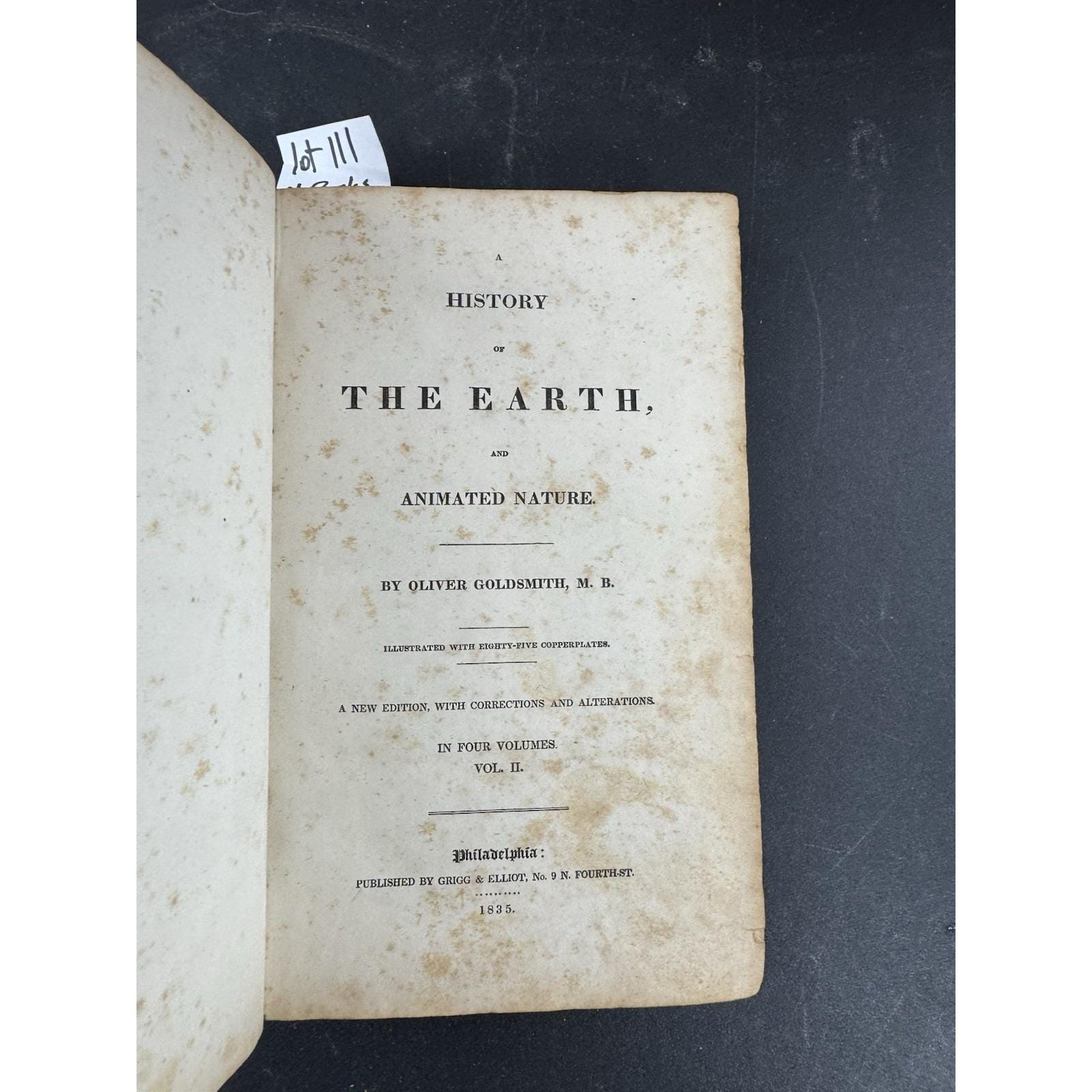 1850 A History of the Earth and Animated Nature Oliver Goldsmith