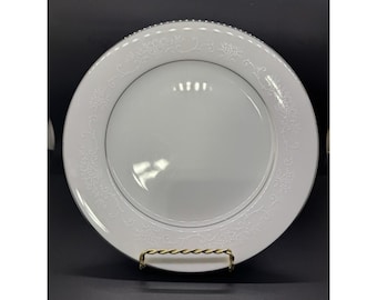 Vintage Noritake Whitehall Salad Plates 8.25" White Platinum 6115