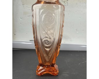 Art deco vaas roze glas persglas Franse bohostijl 1930