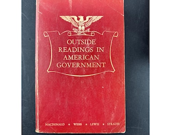 Lecturas externas sobre el gobierno estadounidense, libro de texto antiguo de tapa blanda de Crowell, 1949.