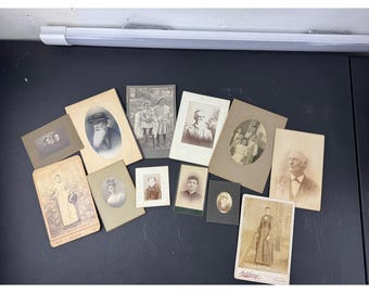 12 Antique Cabinet Cards Victorian Portraits Troy Ohio Kansas Ephemera Lot