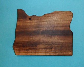 I love " Portland Oregon " state shape  Myrtlewood cutting board