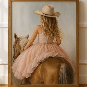 Cowgirl kwekerij print, baby meisje western cowgirl kwekerij decor, klein meisje paardrijden kinderkamer kunst aan de muur, meisjes paardenkamer digitale print