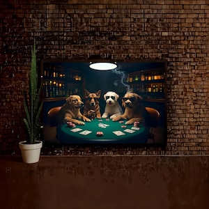 Cani che giocano a poker, stampa amante dei cani, stampa PDF amante del poker, arte murale con cani che giocano a carte, decorazione murale con giochi di carte, download istantaneo di arte digitale